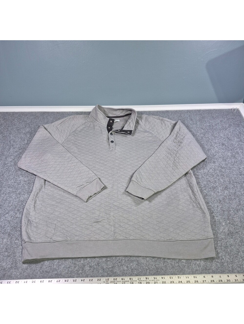 Men's Goodfellow & Co Long Sleeve Quilted 1/4 Snap Pullover Gray Sz XXL
